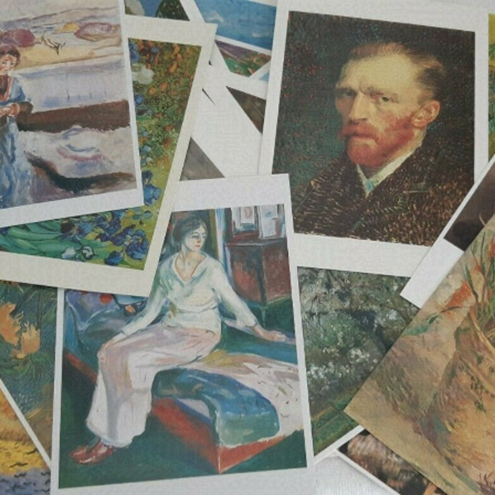 VTG POSTCARDS VAN GOGH MUNCH CEZANNE national gallery art institute MONET 52 lot